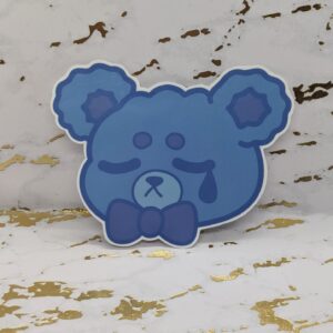 Sad Blue Bear Vinyl Sticker