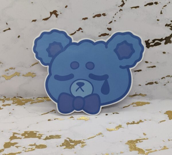 Sad Blue Bear Vinyl Sticker