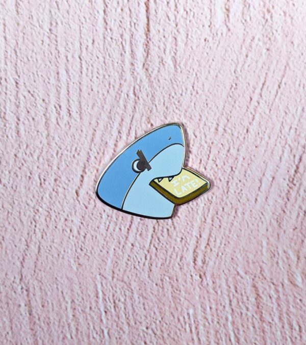 Angry Tony I'm Late Shark Enamel Pin