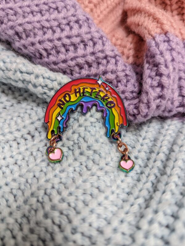 No Hetero Rainbow Enamel Pin