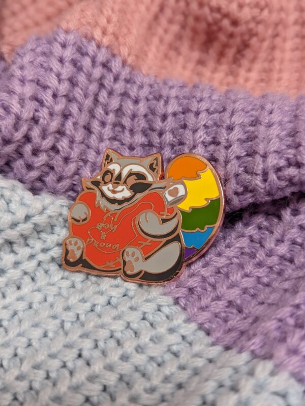 Gay & Proud Raccoon Enamel Pin