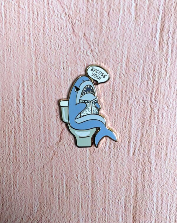 Angry Tony Excuse You Shark Enamel Pin