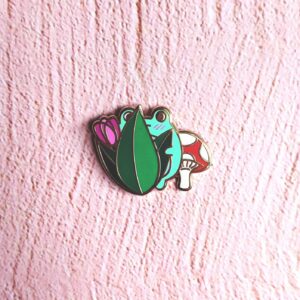 Shy Frog Enamel Pin