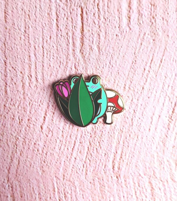 Shy Frog Enamel Pin