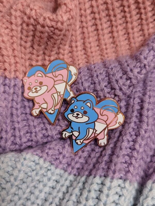 Trans Dogs Enamel Pins (M-F, F-M)