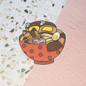 Cute Cat Ramen Vinyl Sticker