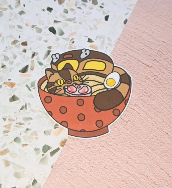 Cute Cat Ramen Vinyl Sticker