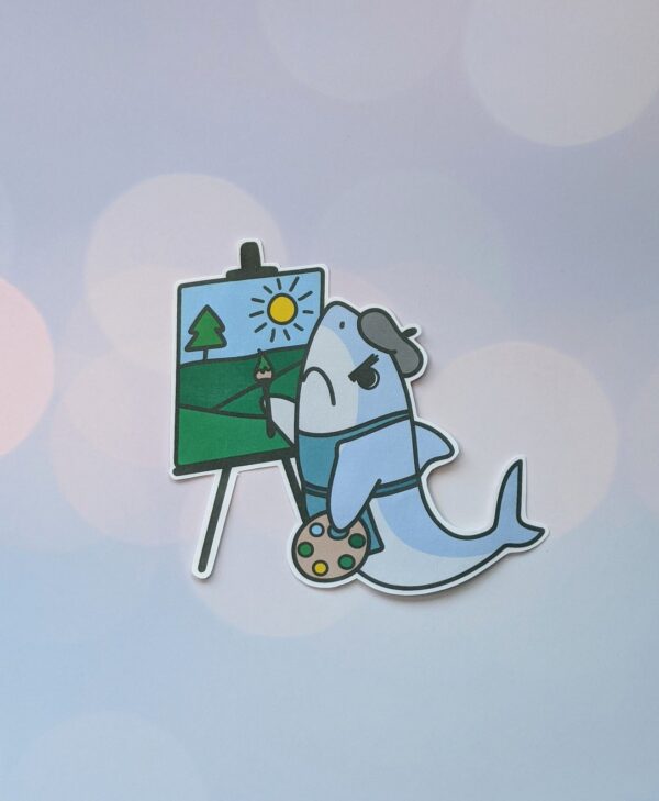 Angry Tony Shark Painting Vinyl Sticker