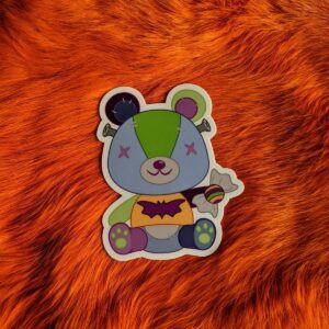 Stitched Bear Monster Halloween Vinyl Sticker