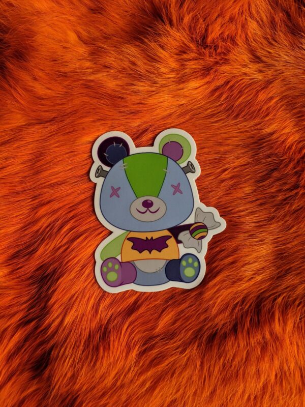 Stitched Bear Monster Halloween Vinyl Sticker