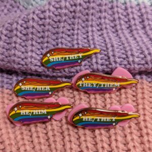 Pronoun Rainbow Enamel Pins