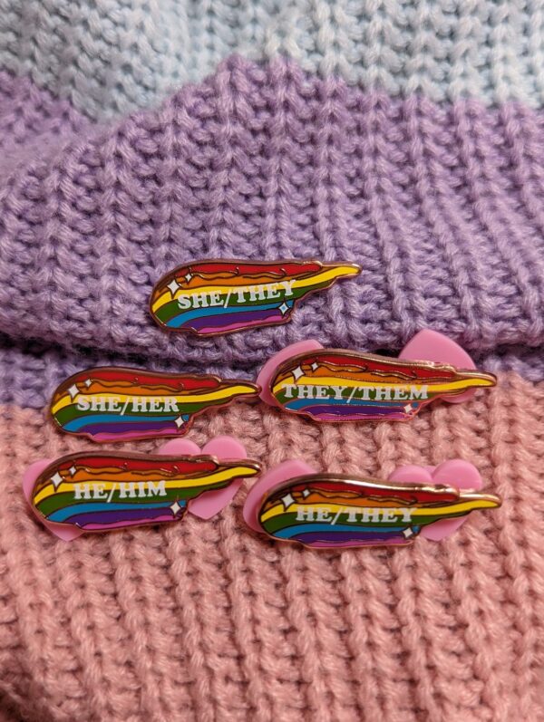 Pronoun Rainbow Enamel Pins