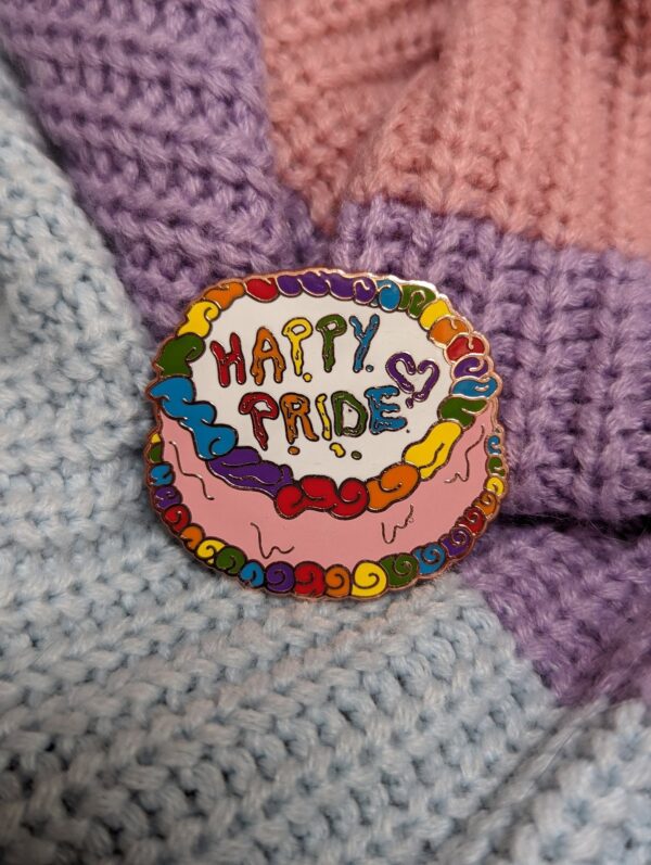 Happy Pride Rainbow Cake Enamel Pin