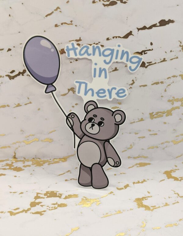 Hanging In There Bear Vinyl Sticker