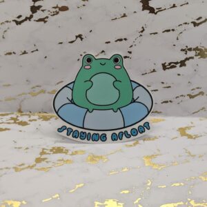 Staying Afloat Frog Vinyl Sticker