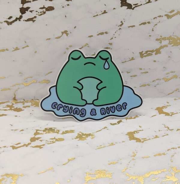 Crying a River Frog Vinyl Sticker