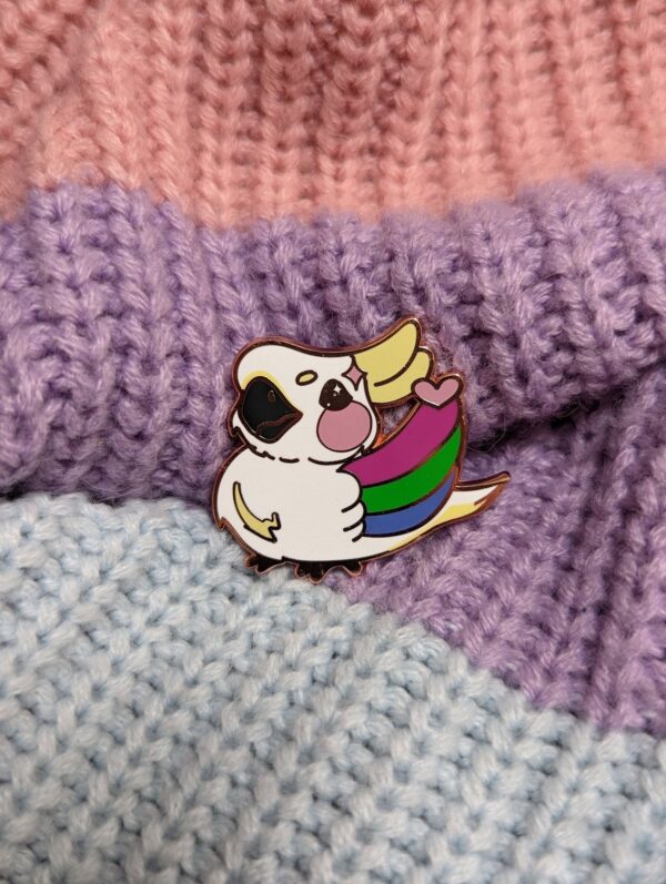Polysexual Cockatoo Bird Enamel Pin
