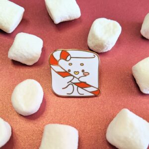 Marshmallow Candy Cane Enamel Pin