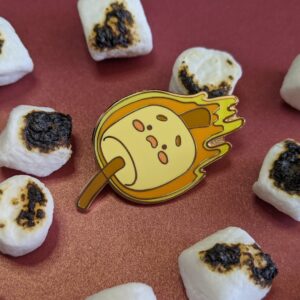 Flaming Marshmallow Enamel Pin