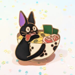 2" Black Cat Ramen Bowl Enamel Pin