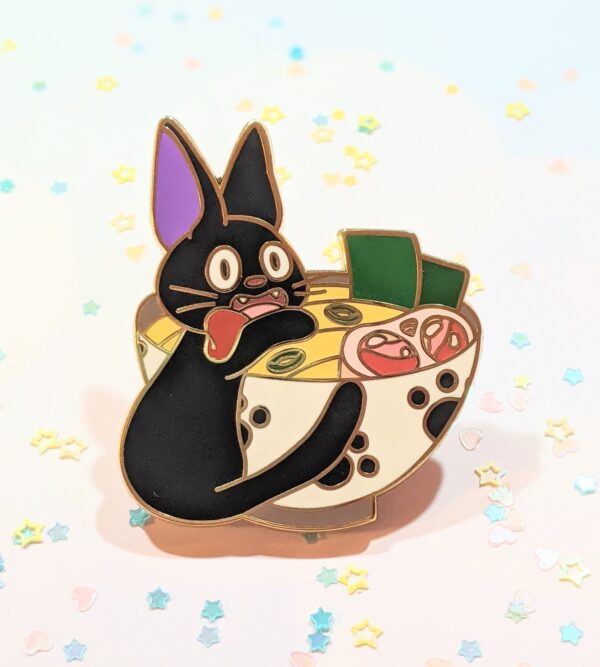2" Black Cat Ramen Bowl Enamel Pin