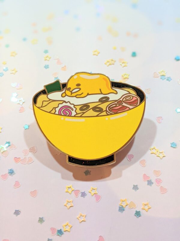 2" Droopy Egg Ramen Bowl Enamel Pin
