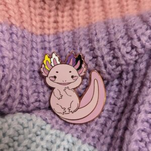 Non-binary Axolotl Enamel Pin