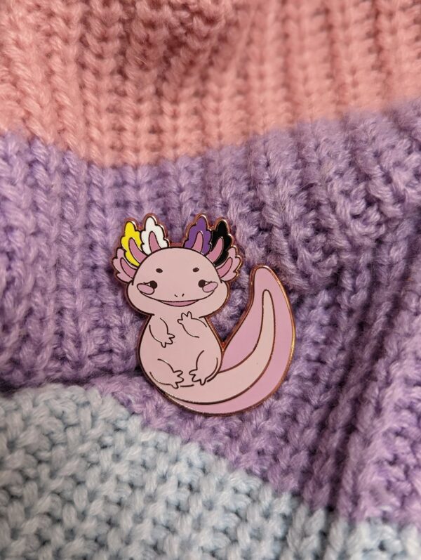 Non-binary Axolotl Enamel Pin